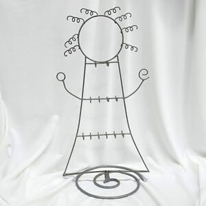 Gray Metal Dolly Jewelry Organizer 21 in Free Standing Rotates As Pictured